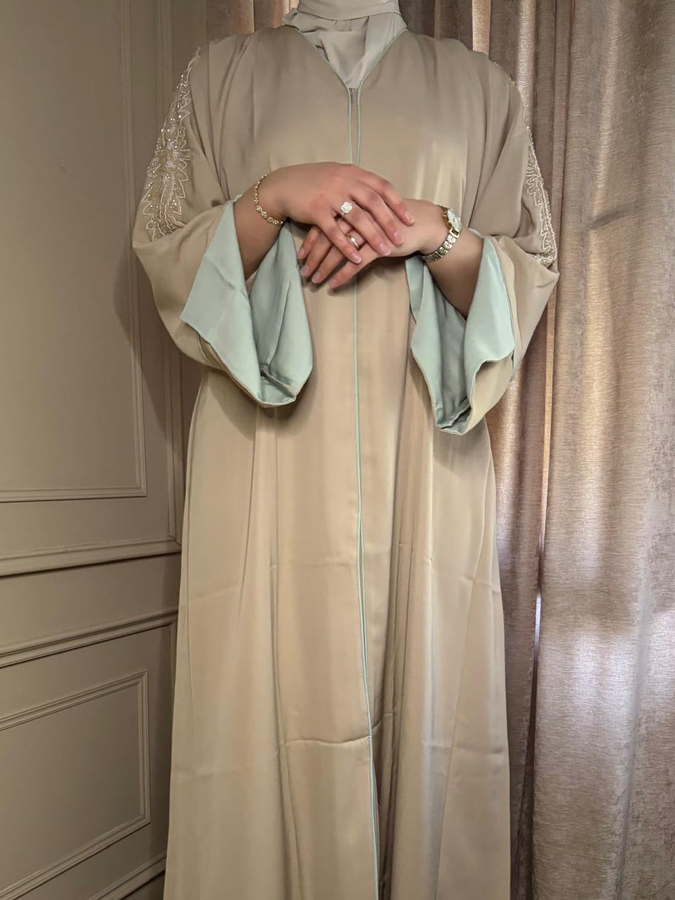 Abaya Zahra Beige x Mint