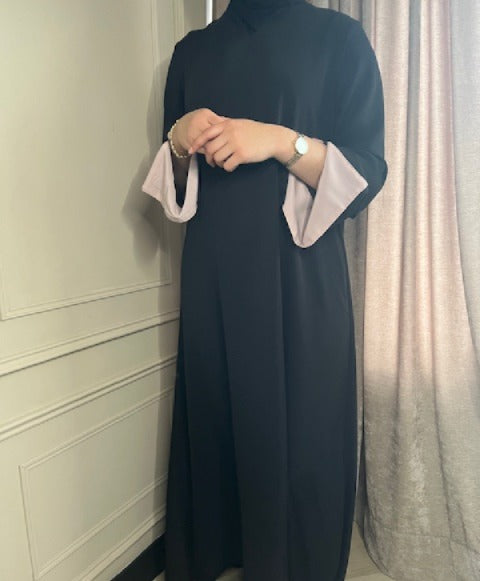 Abaya Noor Black x Pink