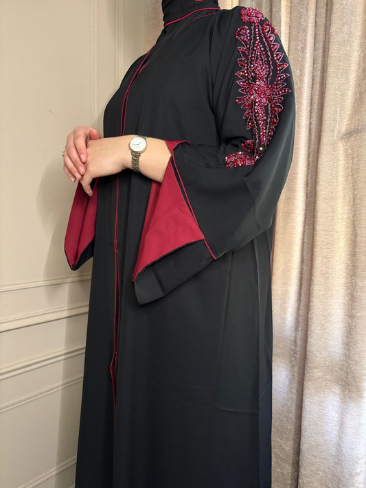 Abaya Zahra Black x Red