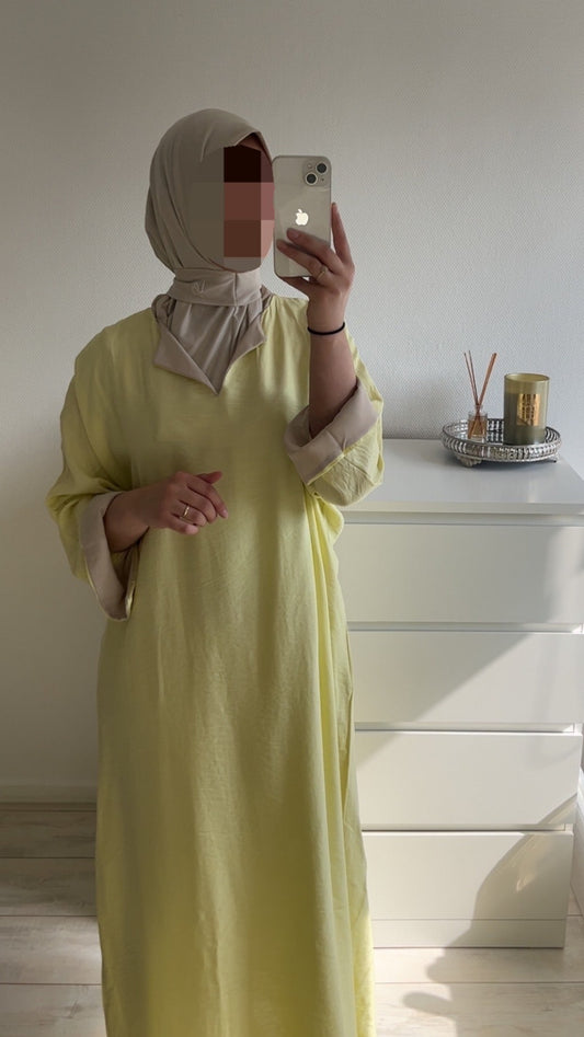 Abaya Noor V-hals Butteryellow