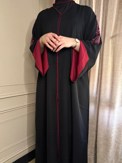 Abaya Zahra Black x Red