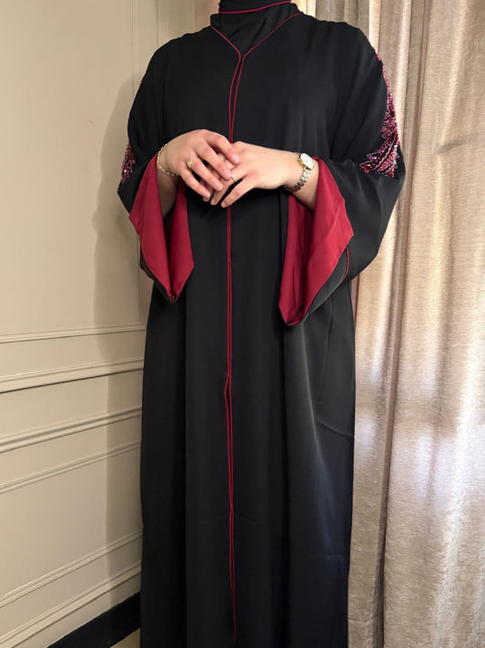 Abaya Zahra Black x Red