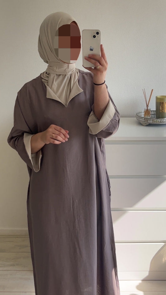 Abaya Noor V-Hals Taupe