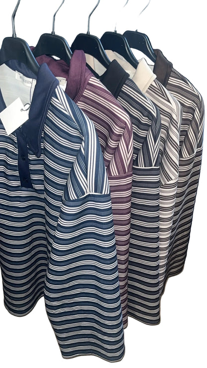Long Sleeve Striped Polo