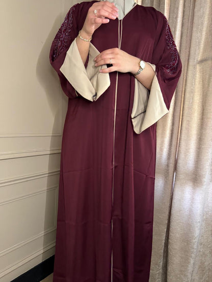 Abaya Zahra Burgundy x Beige
