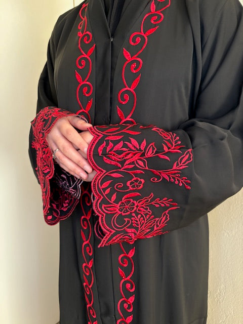 Abaya Flower Red