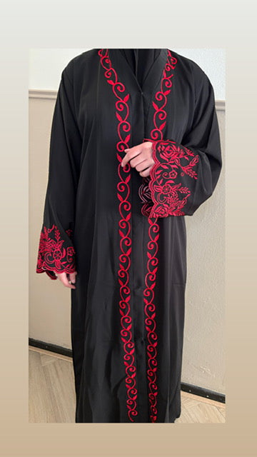 Abaya Flower Red